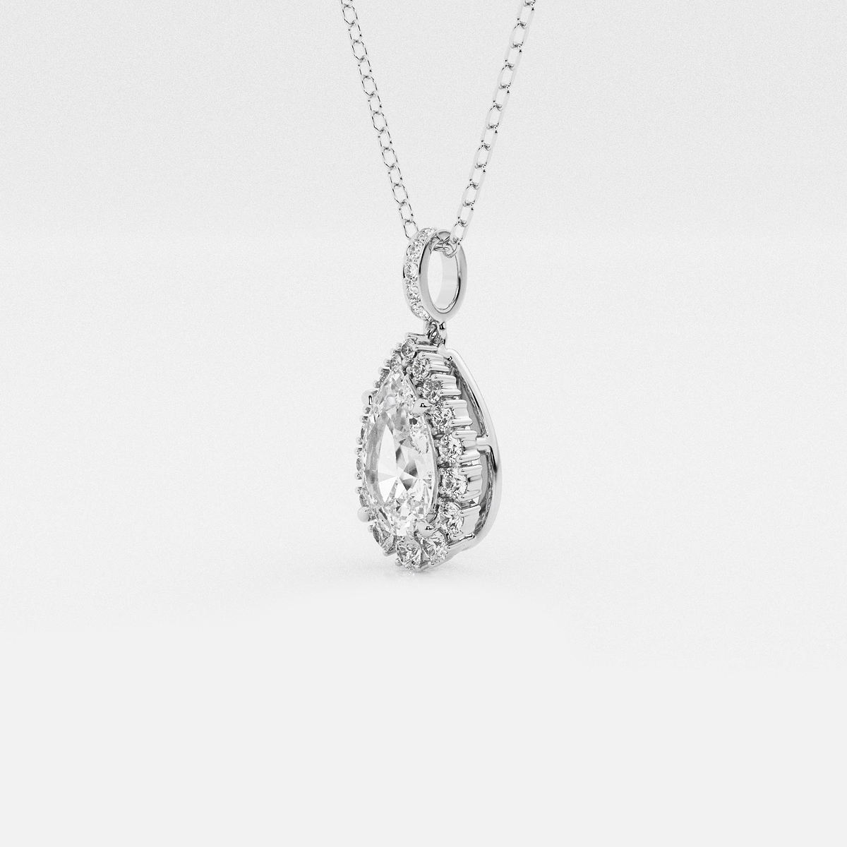 Additional Image 1 for  2 1/4 ctw Pear Lab Grown Diamond Halo Pendant with Adjustable Chain
